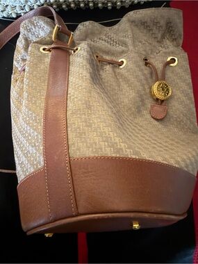 Gucci Beige and Brown Monogram Drawstring Shoulder Bag